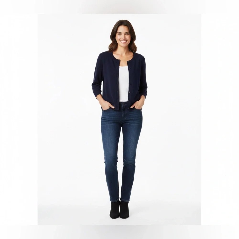 Talbots Navy Blue 3/4 Sleeve Button-Front Cardigan Sweater - Size XL - Picture 1 of 7